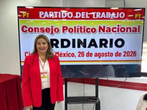 Lucía Zorrilla durante su participación en el Consejo Político Nacional del PT.