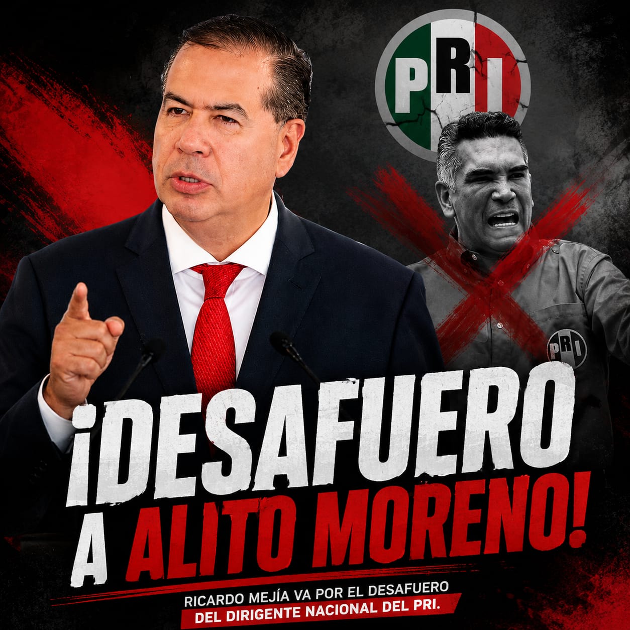 Ricardo Mejía exige avanzar con el desafuero de Alejandro Moreno