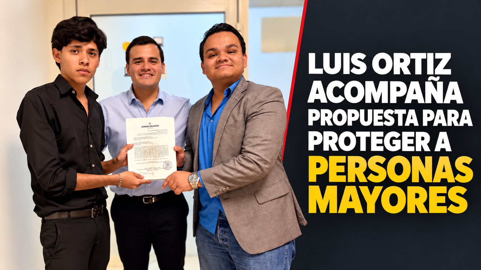 El regidor Luis Ortiz Zorrilla acompañó a Samuel y Misael en la presentación de una propuesta de reglamento municipal para atender a personas adultas mayores en situación de abandono. El proyecto aún requiere revisión.