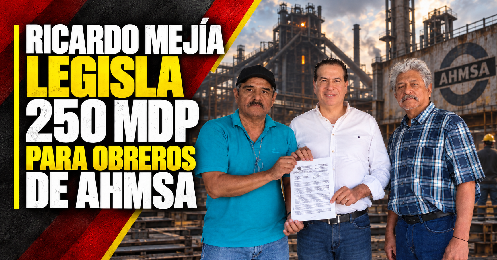 Ricardo Mejía Berdeja solicita una partida de 250 millones de pesos en el Presupuesto 2027 para apoyar a los obreros afectados por la crisis de AHMSA.
