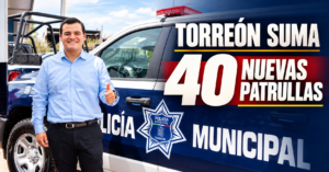 Luis Ortiz participó en la entrega de 40 nuevas patrullas, armamento y municiones para la Policía Municipal de Torreón. Destacó la importancia de fortalecer la seguridad con inversión y coordinación.