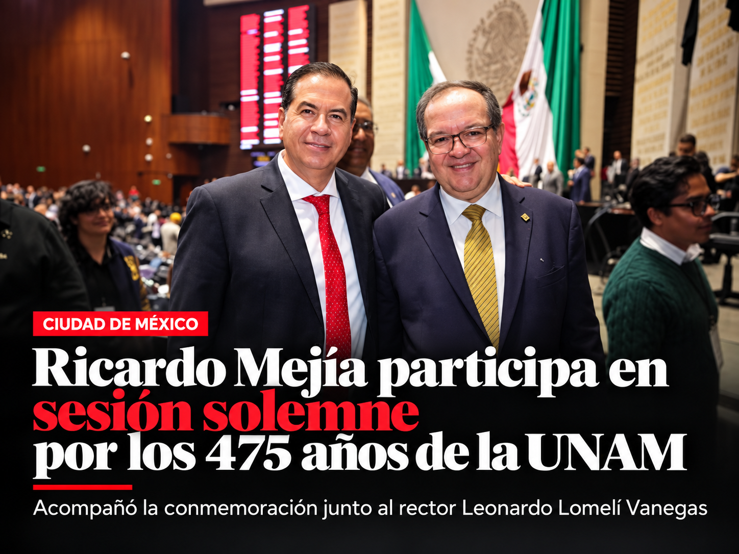 Ricardo Mejía Berdeja participó en la sesión solemne realizada en la Cámara de Diputados por los 475 años de la Universidad de México.