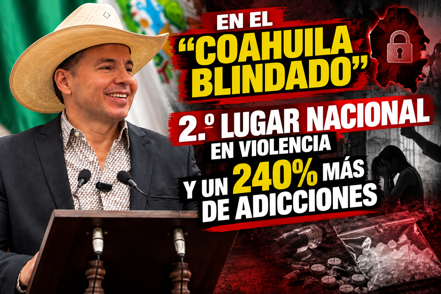 Antonio Flores Guerra cuestiona el modelo “Coahuila Blindado” al abordar cifras de violencia familiar, adicciones, feminicidios y atención a la salud mental en Coahuila.