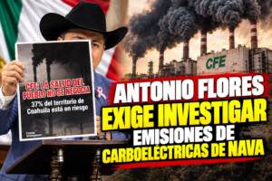 Texto alternativo para imagen: Antonio Flores Guerra interviene desde la tribuna del Congreso de Coahuila para solicitar una investigación sobre las emisiones de las carboeléctricas de CFE en Nava.