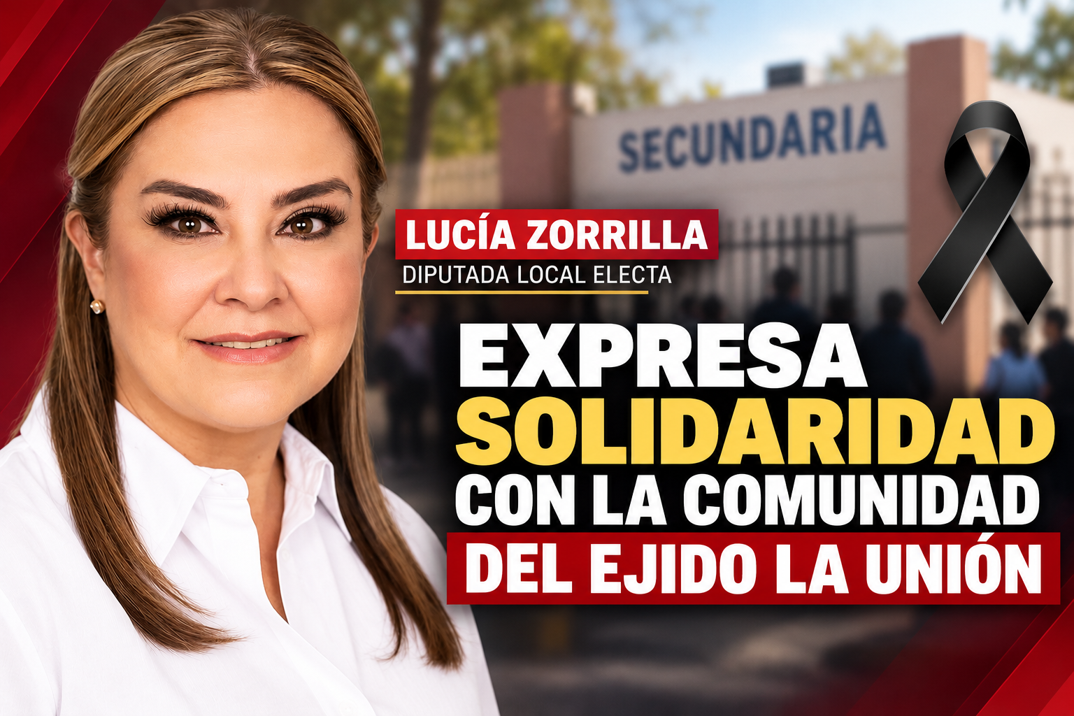 Comunicado de Lucía Zorrilla en solidaridad con las familias y la comunidad escolar del ejido La Unión de Torreón tras los hechos registrados en la Secundaria General Número 13.