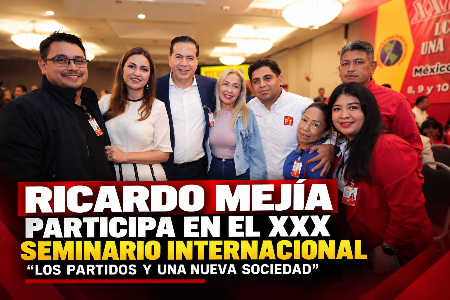 Texto alternativo para imagen: Ricardo Mejía Berdeja durante su participación en el XXX Seminario Internacional “Los Partidos y una Nueva Sociedad”, organizado por el Partido del Trabajo en la Ciudad de México.
